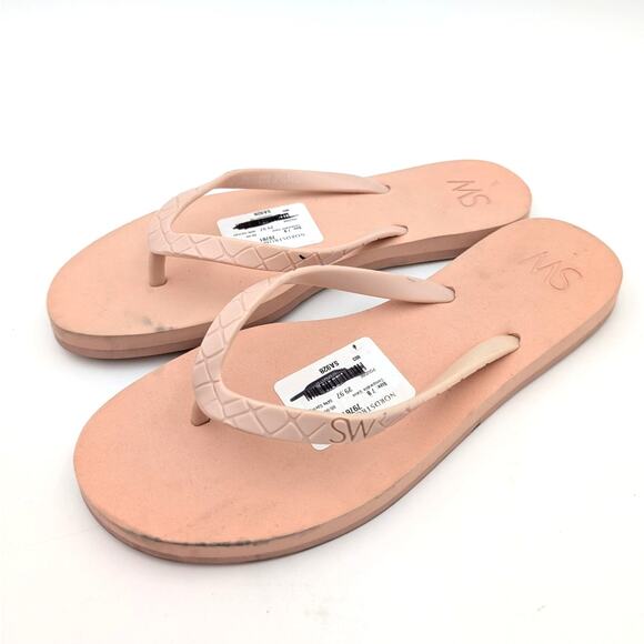 Stuart Weitzman Women's Embossed Flip Flop Thong Sandals Peach Size US7B - Picture 1 of 9